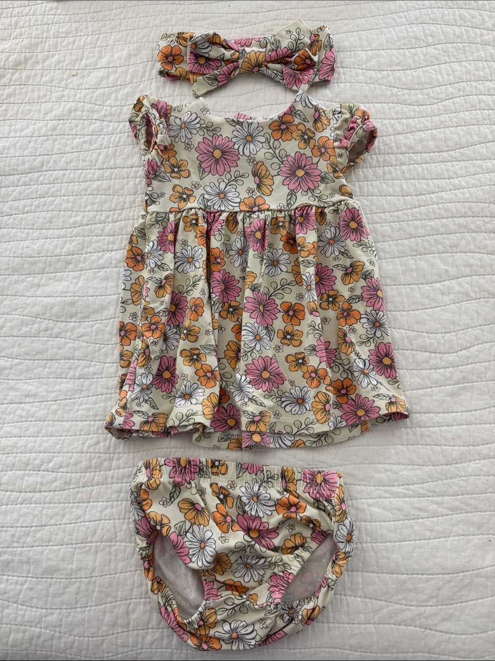 Milkberry Floral Baby Girls Matching Set with Headband